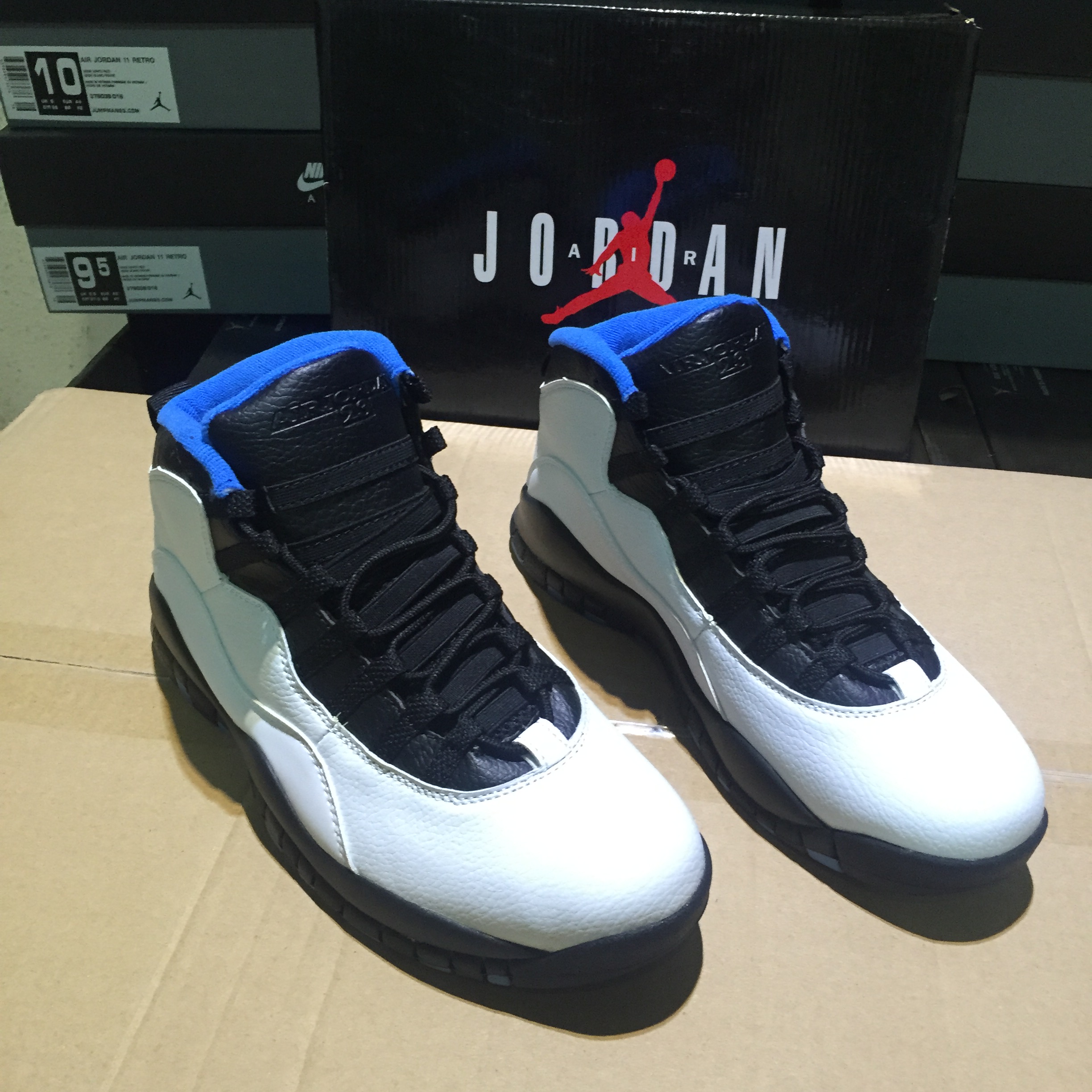 Men Jordan 10 White Black Blue